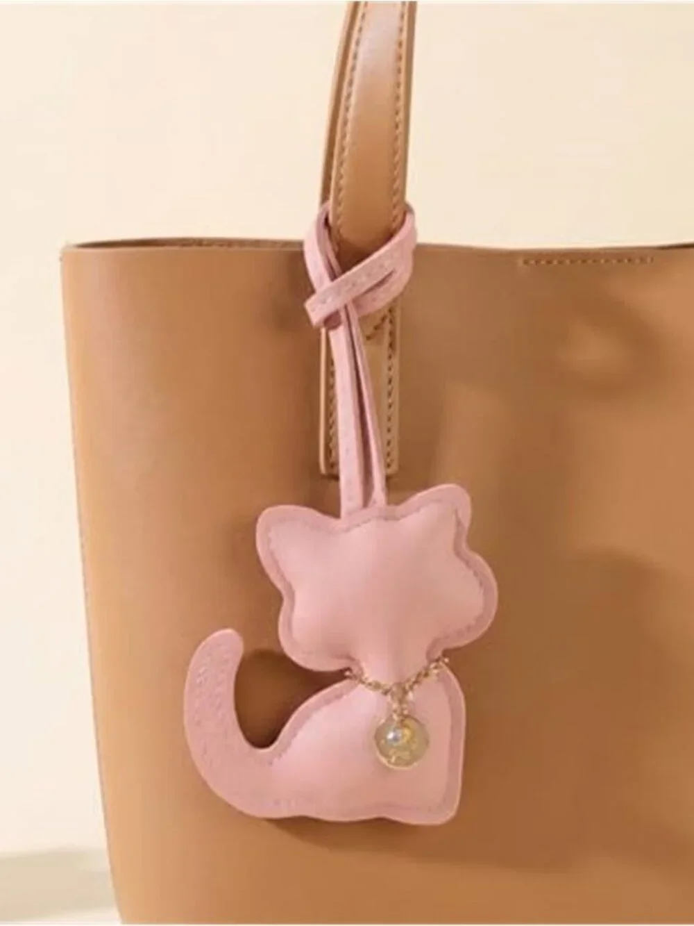 Cat Vegan Leather Bag Charm Rhinestone Purse Keychain Handbag Tote Accessory